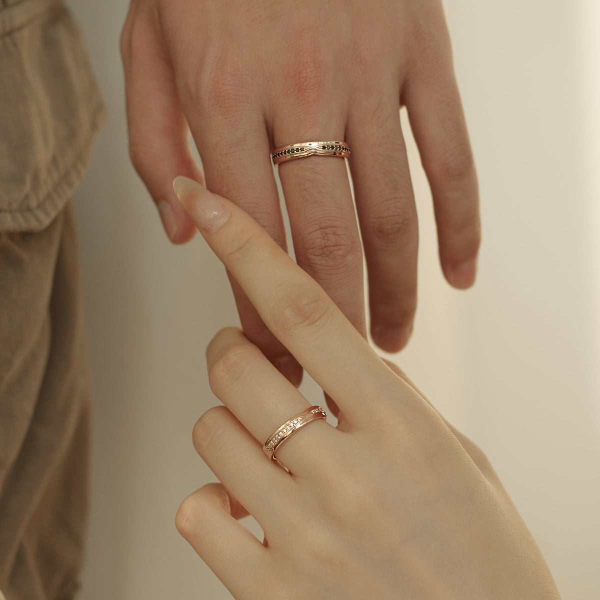 Flydeer Wedding Matching Ring for Men - Pave Black Zirconia with 925 Sterling Silver Groom Lovers Couple Rings for His Silver Size 7-12