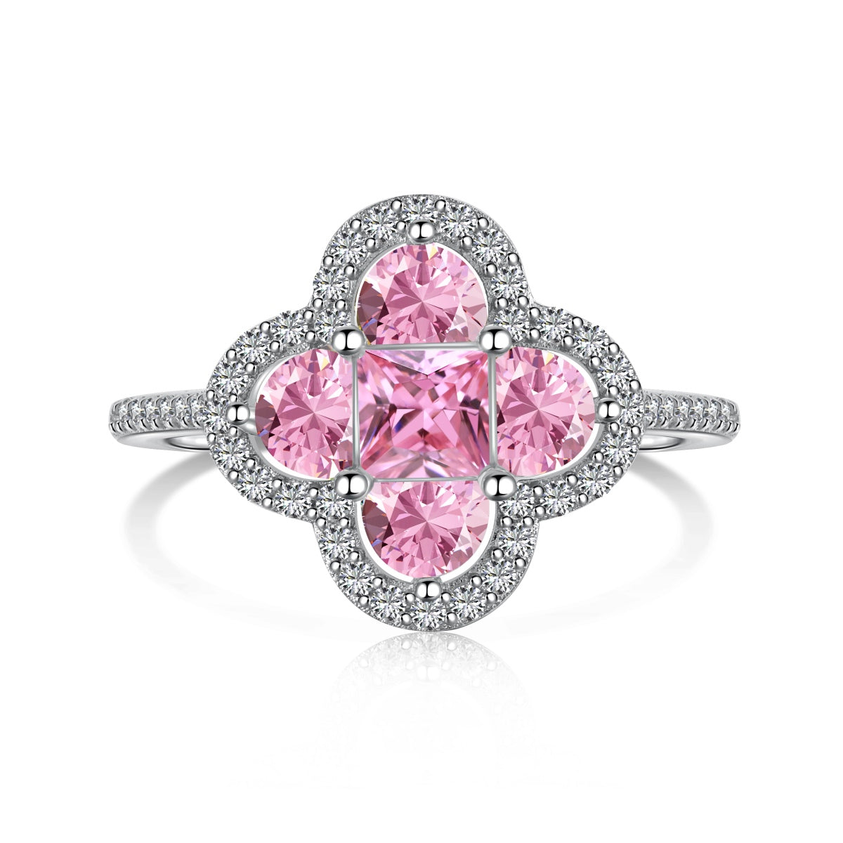 Flydeer Four Leaf Clover Engagement Ring for Women DY120712-S-W-WH