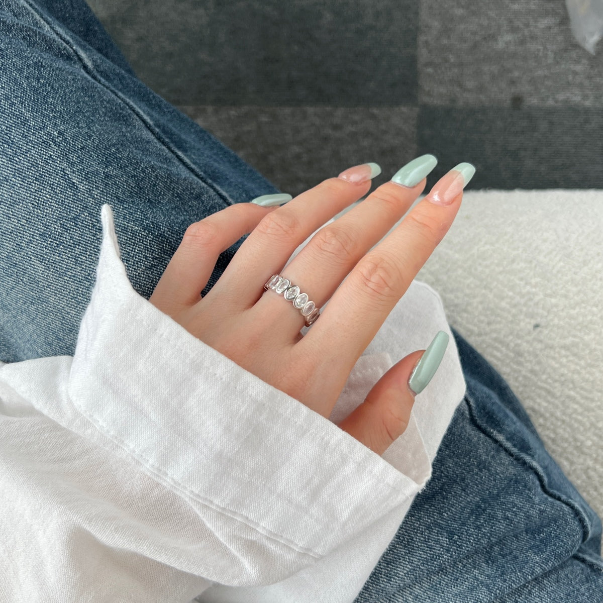 Flydeer Wedding Band for Women 925 Silver Eternity Band Ring DY120773-S-W-WH