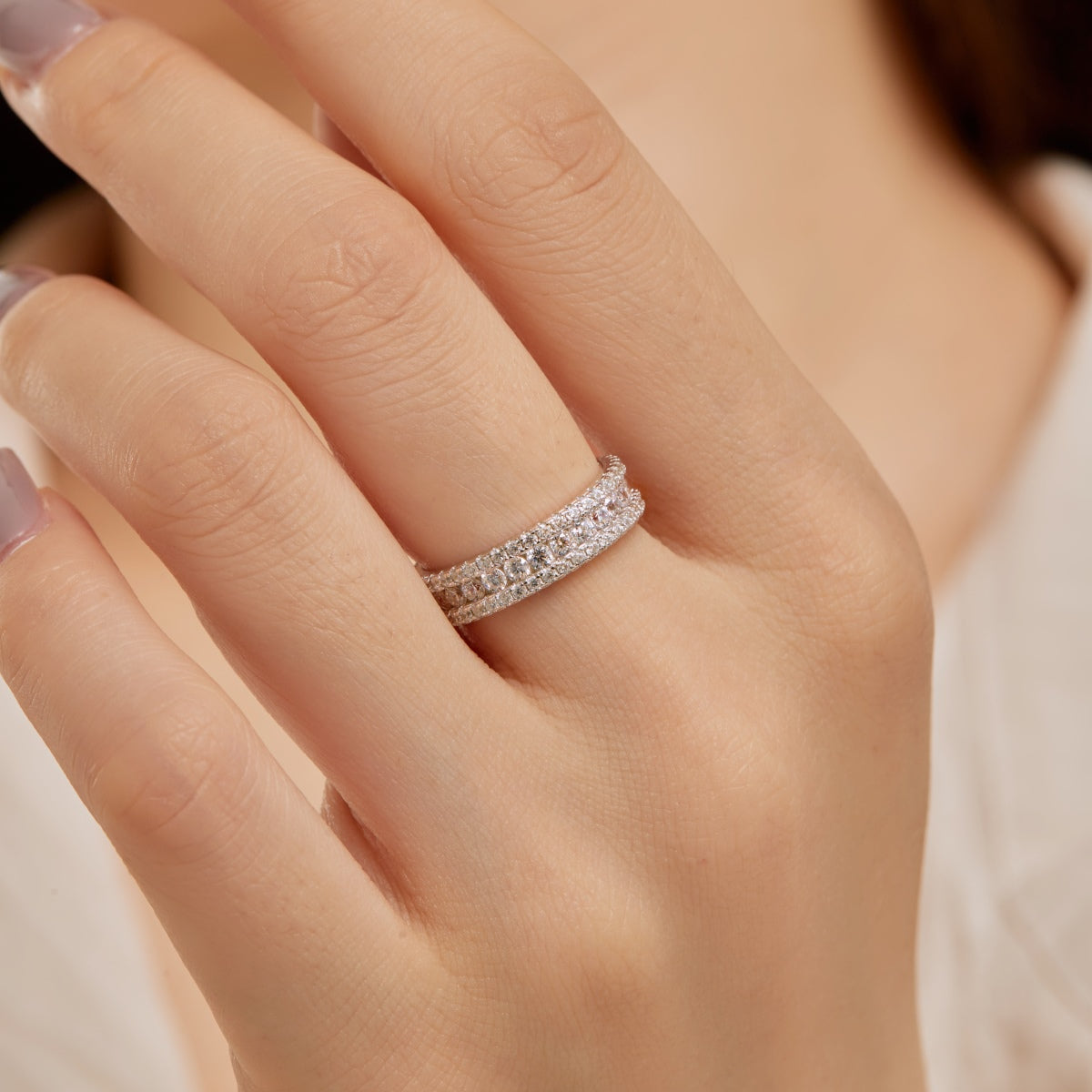 Flydeer Wedding Band for Women Round 925 Sterling Silver 5A Cubic Zirconia Eternity Engagement Rings for Women Size 6-9