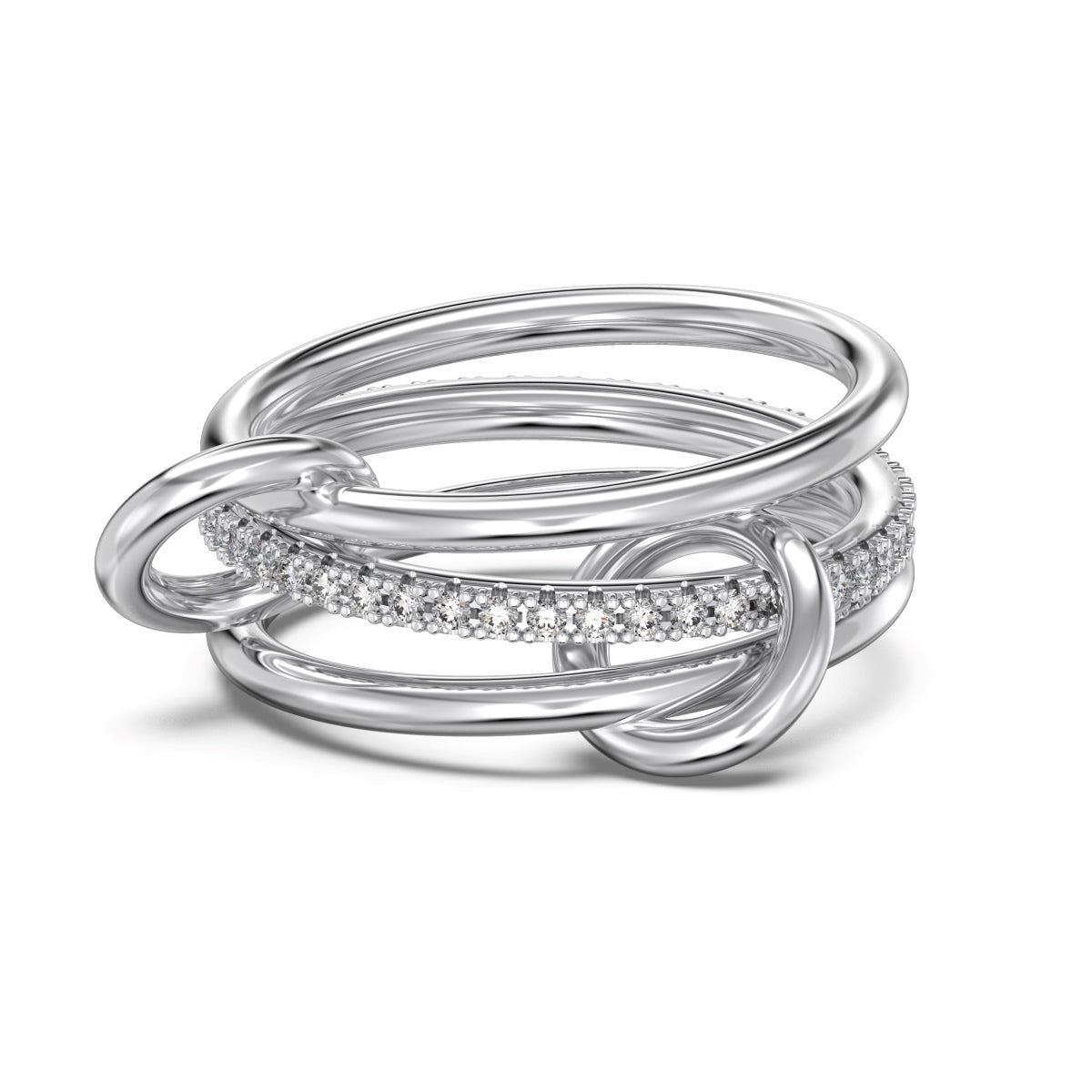 Flydeer Fashion Elegant Stackable Rings for Women 925 sterling silver with 5A Cubic Zirconia Interlocking 3-Band Stacked Ring Statement Multi Ring Stacking Jewelry for Her Size 6-9