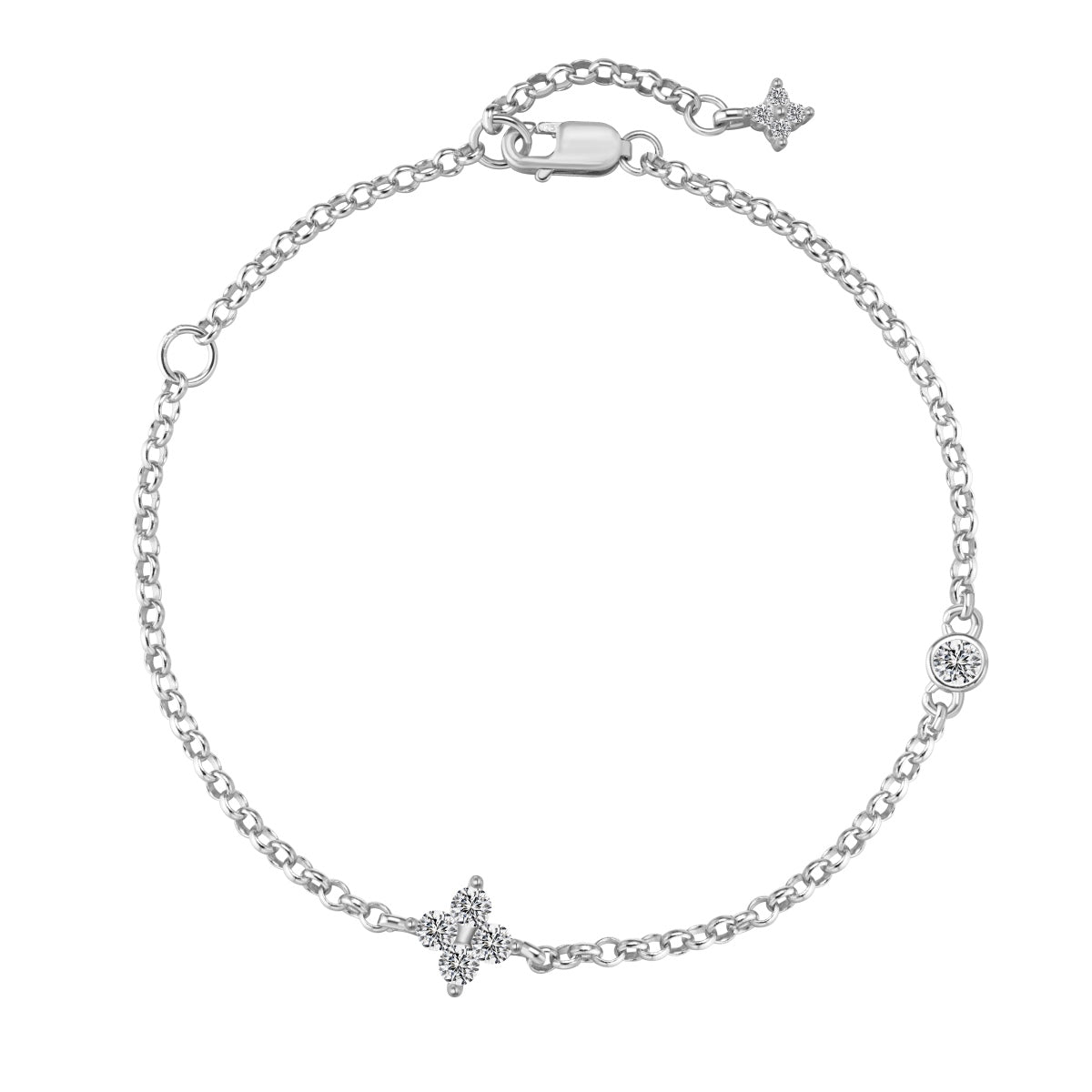 Flydeer Charm Bracelet for Women 925 Sterling Silver Mother's Day Gift Anniversary Christmas Birthday DY150386-S-W-WH