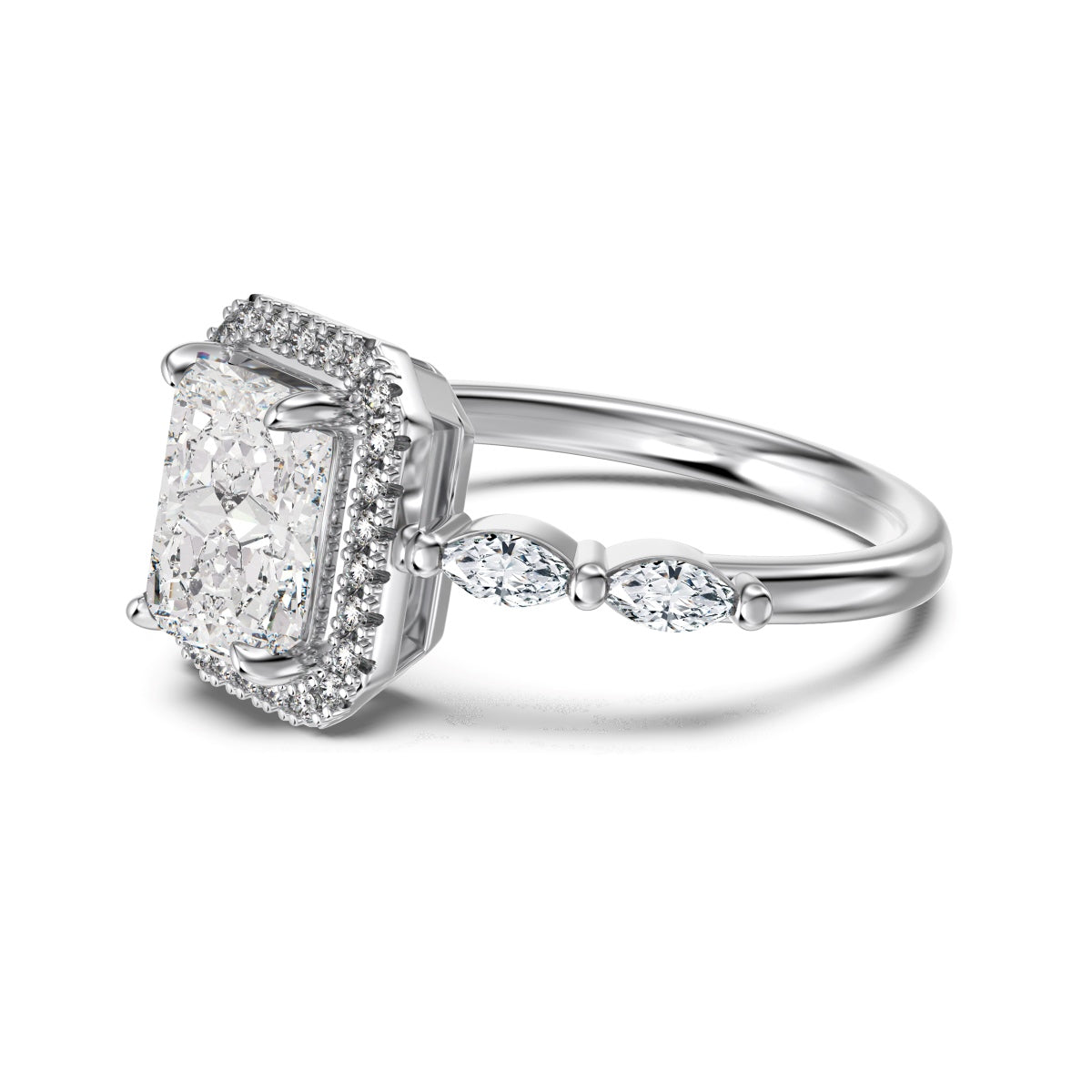 Flydeer 2ct Engagement Wedding Rings for Women 925 Sterling Silver Halo Radiant Cut Wedding Promise Rings for Her 8A CZ Size 5-9