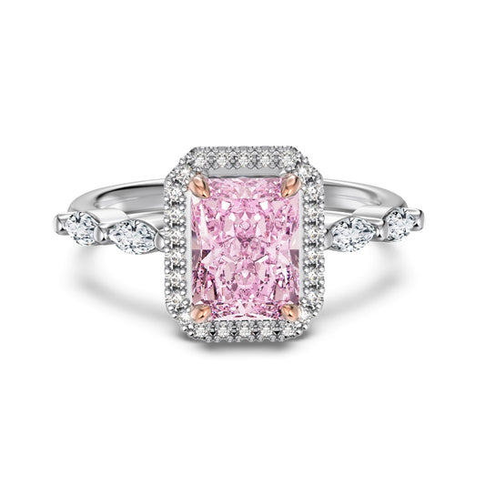 Flydeer 2ct Engagement Wedding Rings for Women 925 Sterling Silver Halo Radiant Cut Wedding Promise Rings for Her 8A CZ Size 5-9