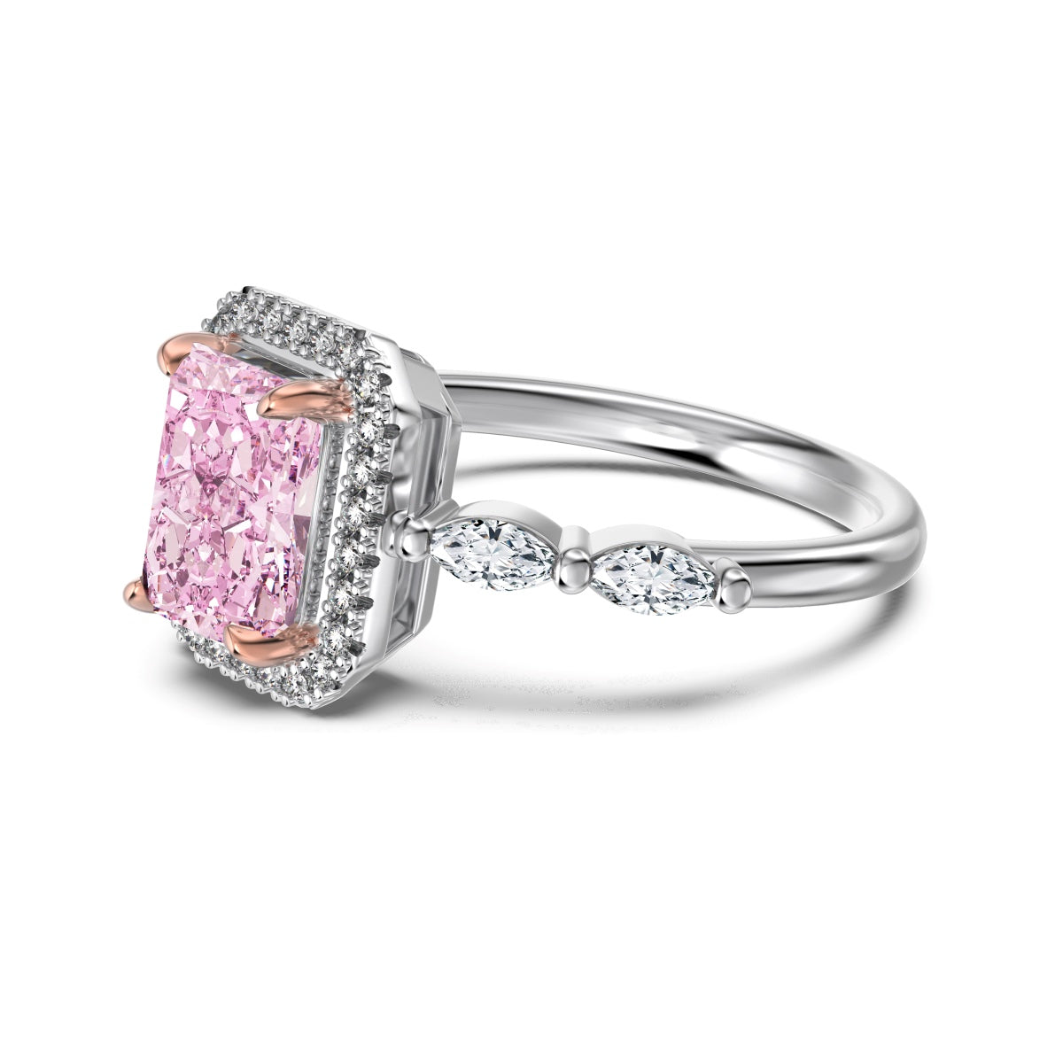 Flydeer 2ct Engagement Wedding Rings for Women 925 Sterling Silver Halo Radiant Cut Wedding Promise Rings for Her 8A CZ Size 5-9