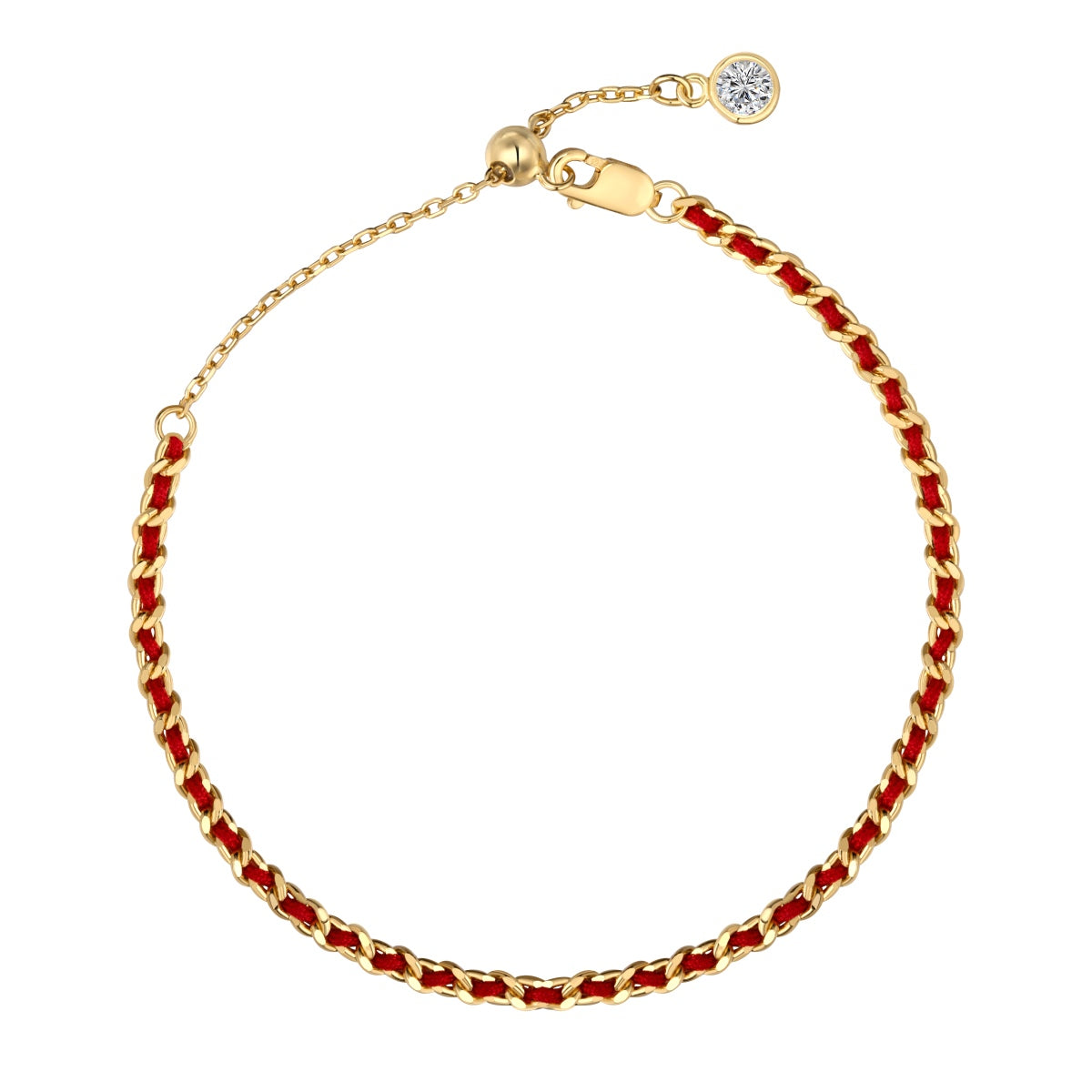 Flydeer Gold Bracelet for Women Lucky Bracelet for Women Handmade String Interwoven with Gold Chain Adjustable Length Simple Bracelet Fashion Accessory DY150397-S-G-WH