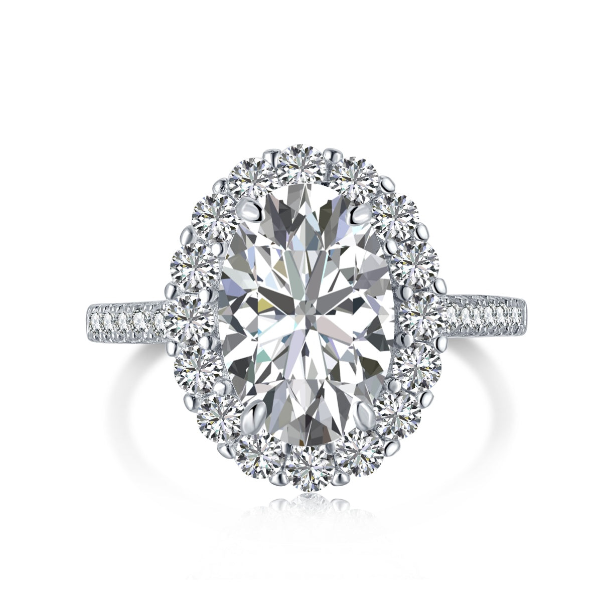 Flydeer Halo 3CT Oval Engagement Ring Wedding Ring DY120168-S-W-WH