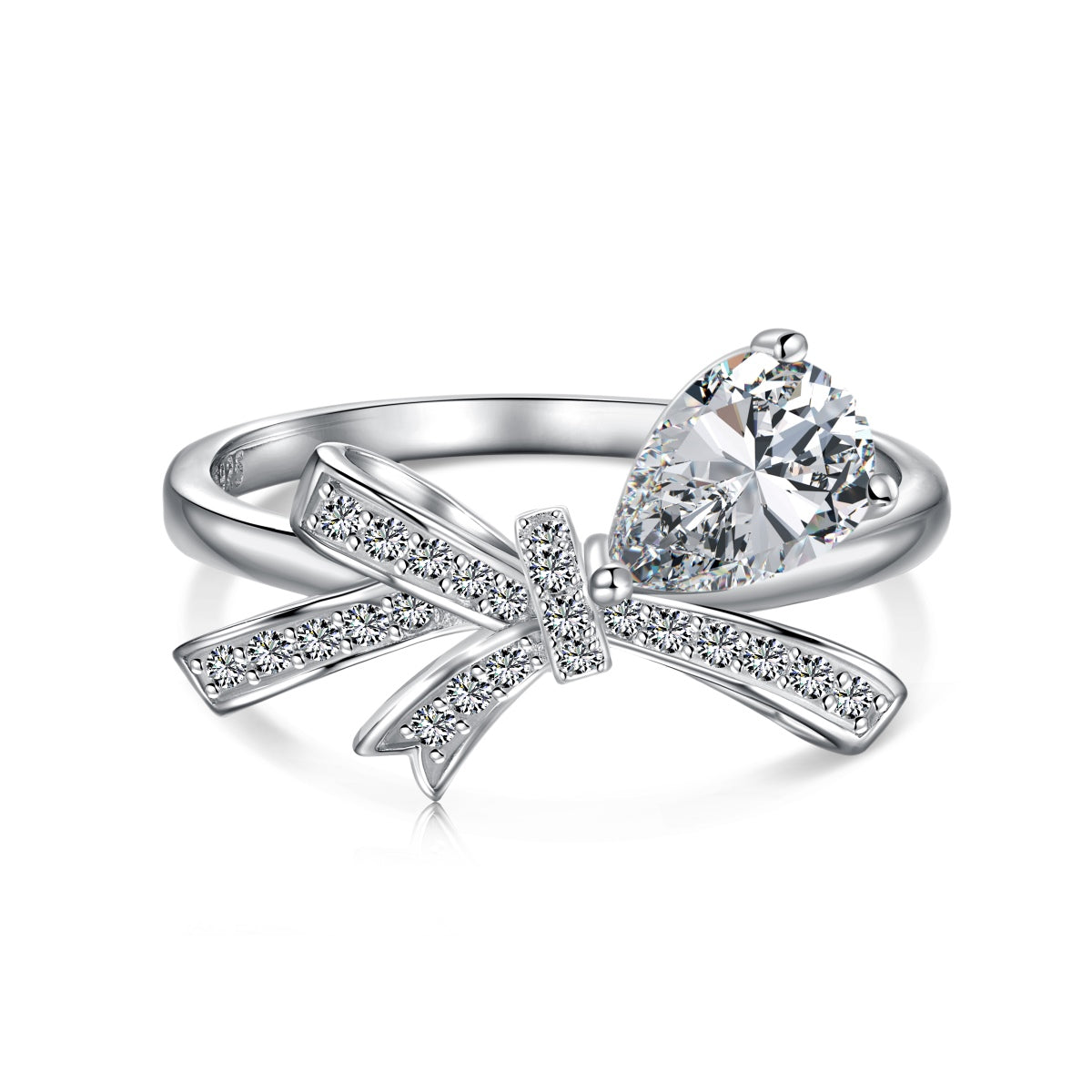 Flydeer 0.5CT Pear Cut Bow-Knot Engagement Promise Ring DY120926-S-W-WH