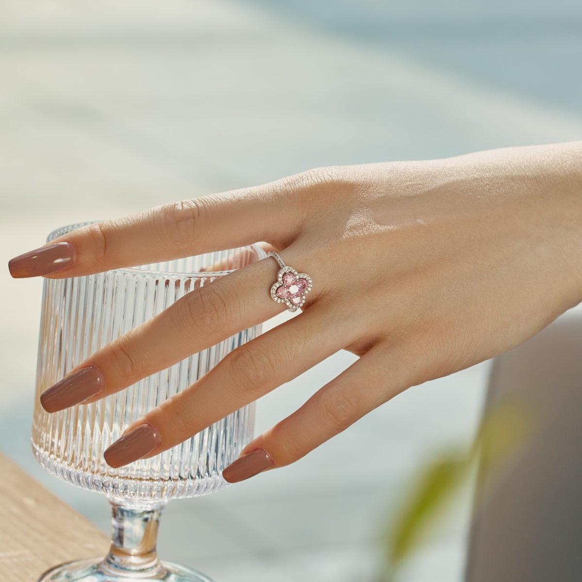 Flydeer Four Leaf Clover Engagement Ring for Women DY120712-S-W-WH