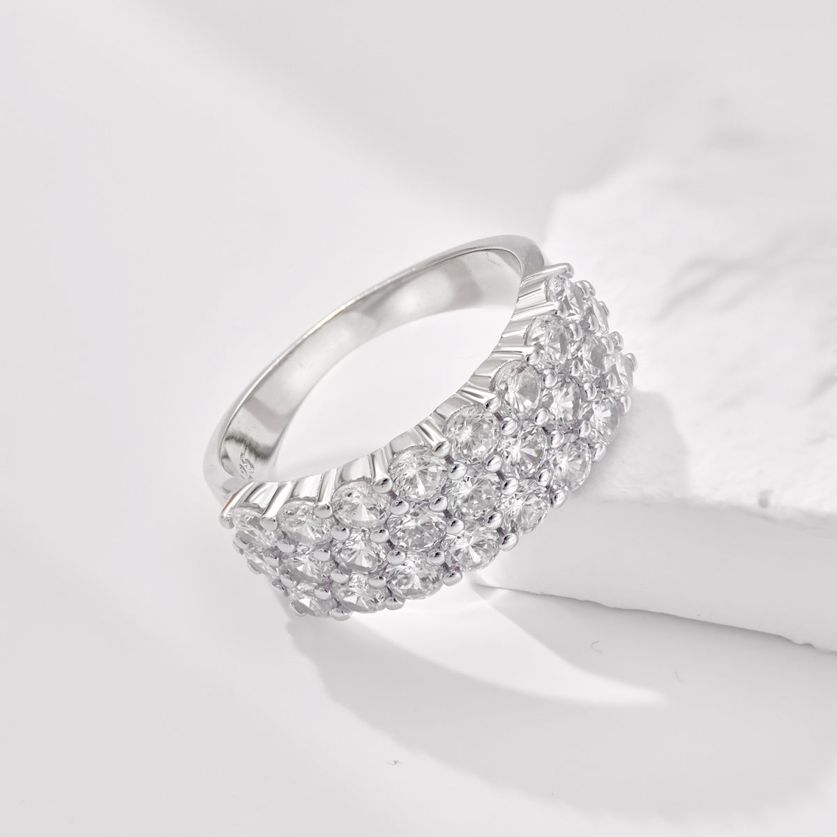 Flydeer Wedding Band for Women 925 Silver Eternity Band Ring DY120822-S-W-WH