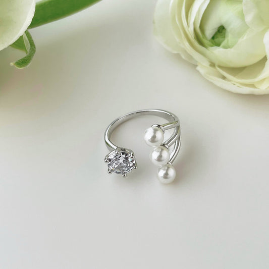 Flydeer Wedding Band for Women 925 Silver Open Ring DY120876-S-W-WH