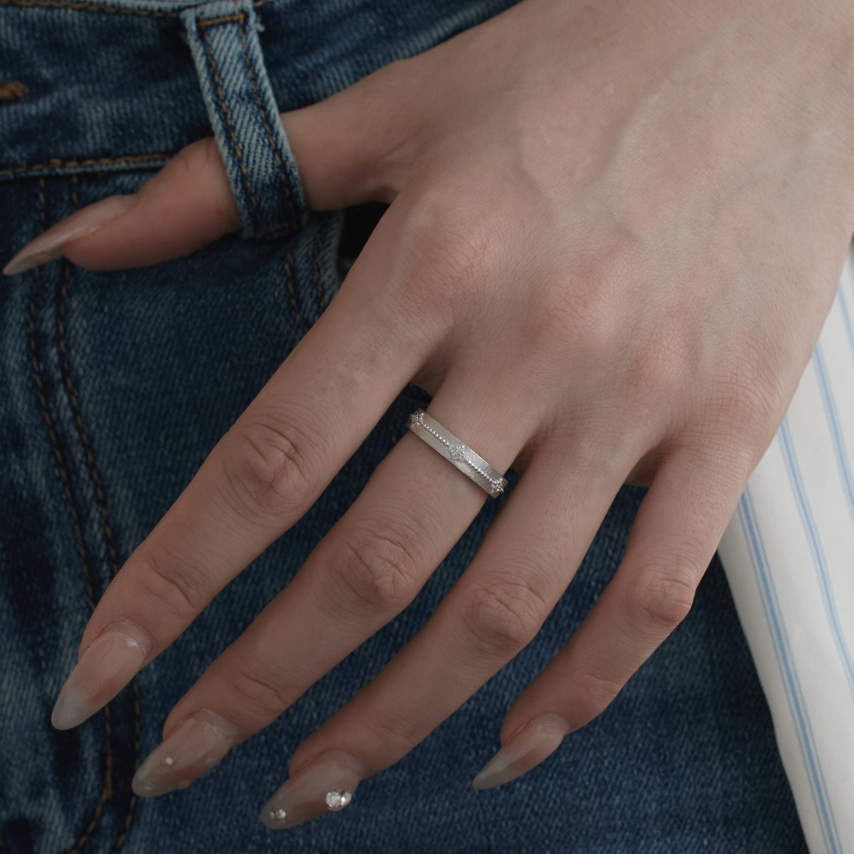 Flydeer Wedding Matching Couple Rings for Women - 925 Sterling Silver Zirconia Flower Design & Beaded Matte-Brushed Finish Lover Ring for Her Silver Size 5-8