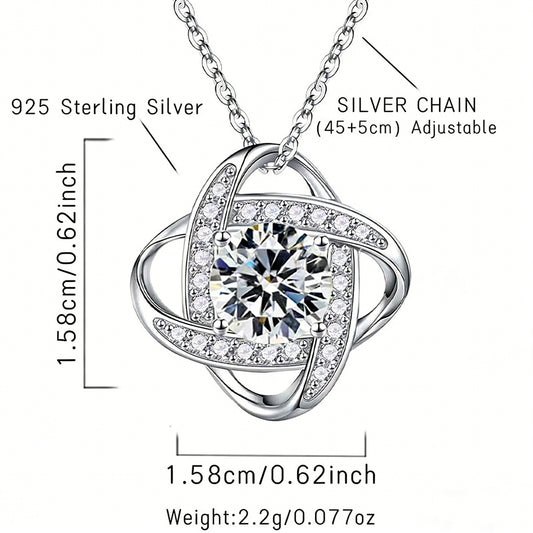 Flydeer Necklaces for Women 925 Sterling Silver Infinity Knot Pendant Necklace 5A CZ Eternity Knot Anniversary Jewelry Gifts for Women