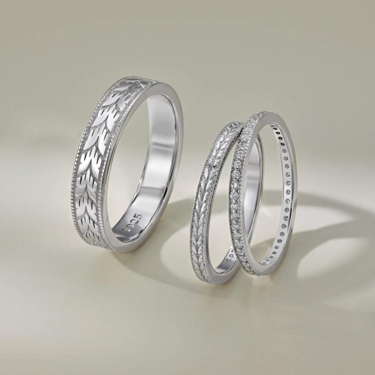 Flydeer Wedding Band for Women Pave 5A Zirconia 925 Sterling Silver Thin Eternity Stackable Engagement Ring for Her Silver Size 5-8
