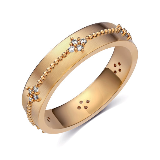 Flydeer Wedding Matching Couple Rings for Women - 925 Sterling Silver Zirconia Flower Design & Beaded Matte-Brushed Finish Lover Ring for Her Silver Size 5-8