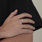 Flydeer Wedding Matching Couple's Band for Men - Solitaire Zirconia with Beaded Around, 925 Sterling Silver Matte-Brushed Finish Lover Ring for His Silver Size 7-12