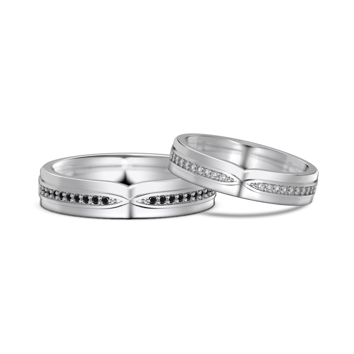 Flydeer Wedding Matching Ring for Women - Pave Zirconia with 925 Sterling Silver Bridal Lovers Couple Rings for Her Silver Size 5-8