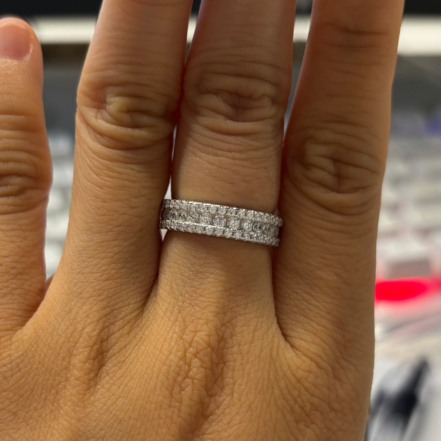 Flydeer Wedding Band for Women Round 925 Sterling Silver 5A Cubic Zirconia Eternity Engagement Rings for Women Size 6-9