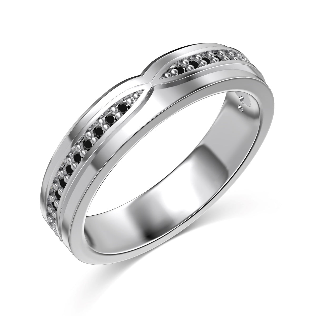 Flydeer Wedding Matching Ring for Men - Pave Black Zirconia with 925 Sterling Silver Groom Lovers Couple Rings for His Silver Size 7-12