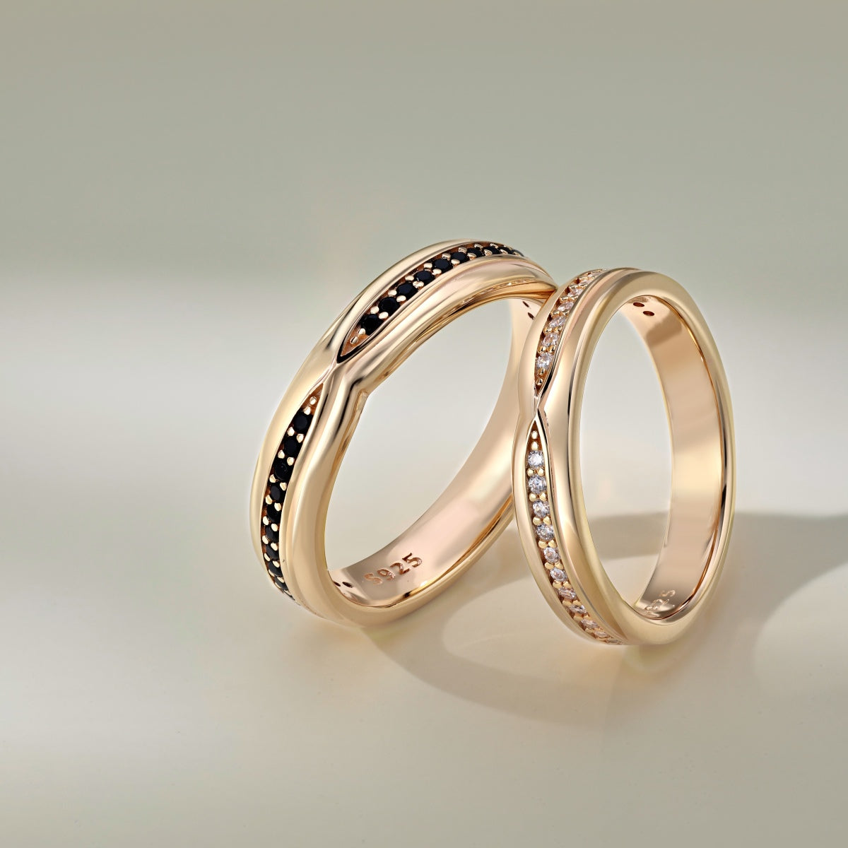 Flydeer Wedding Matching Ring for Men - Pave Black Zirconia with 925 Sterling Silver Groom Lovers Couple Rings for His Silver Size 7-12