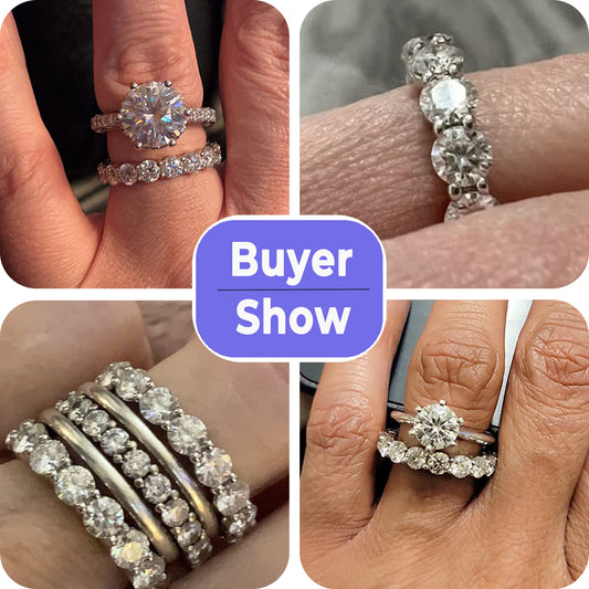 Flydeer Engagement Wedding Rings for Women 925 Sterling Silver 5A CZ Wedding Band for Her Round Cut Eternity Row Stackable Ring Size 5-9