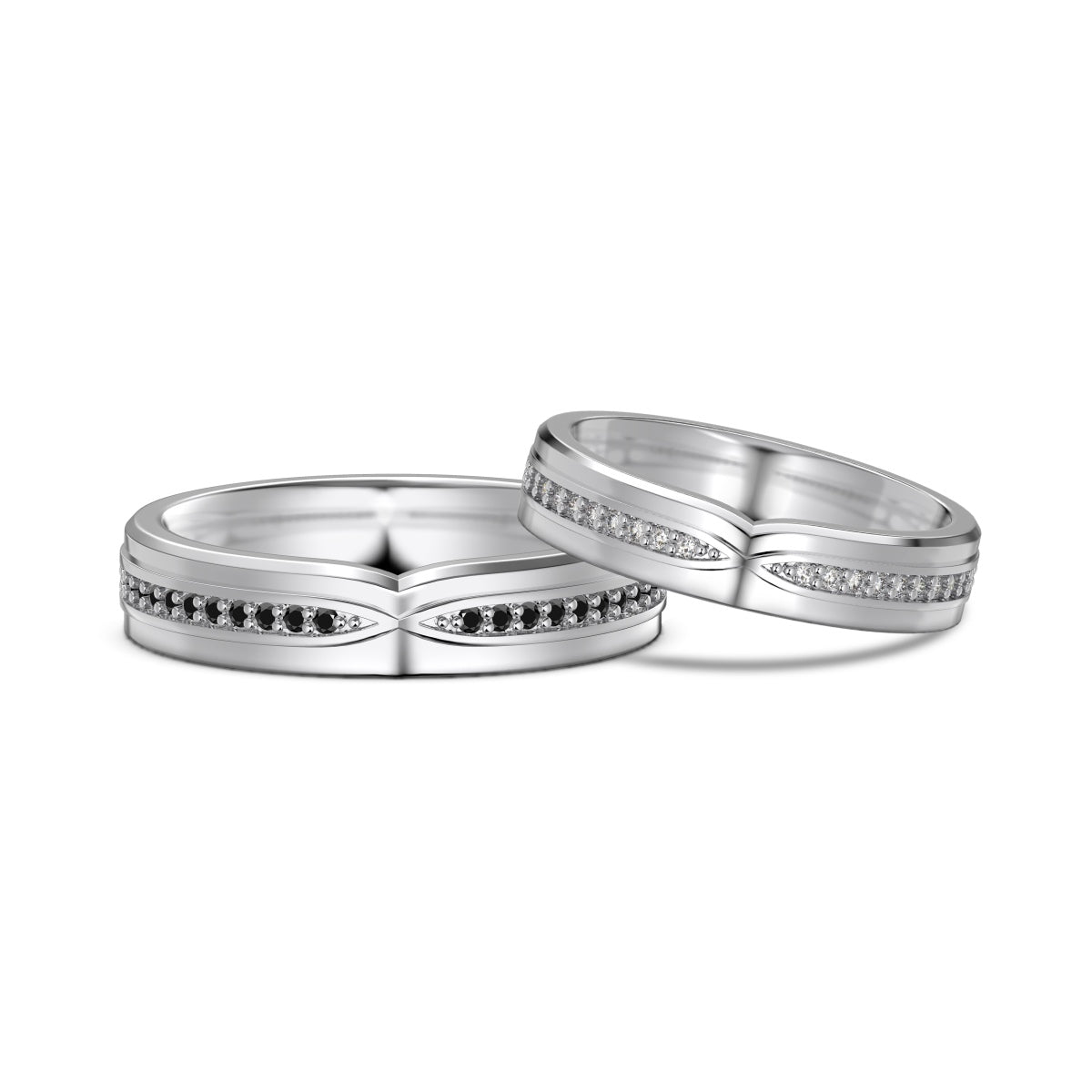 Flydeer Wedding Matching Ring for Men - Pave Black Zirconia with 925 Sterling Silver Groom Lovers Couple Rings for His Silver Size 7-12
