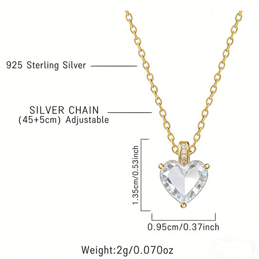 Flydeer Necklaces for Women 925 Sterling Silver Gold Plated 3CT Heart Cut 5A CZ Pendant Jewelry Gifts for Women
