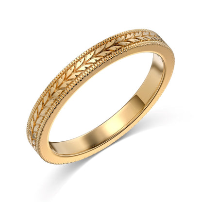 Flydeer Wedding Band for Women, 925 Sterling Silver Wheat Minimalist Thin Eternity Stackable Ring for Her Size 5-8