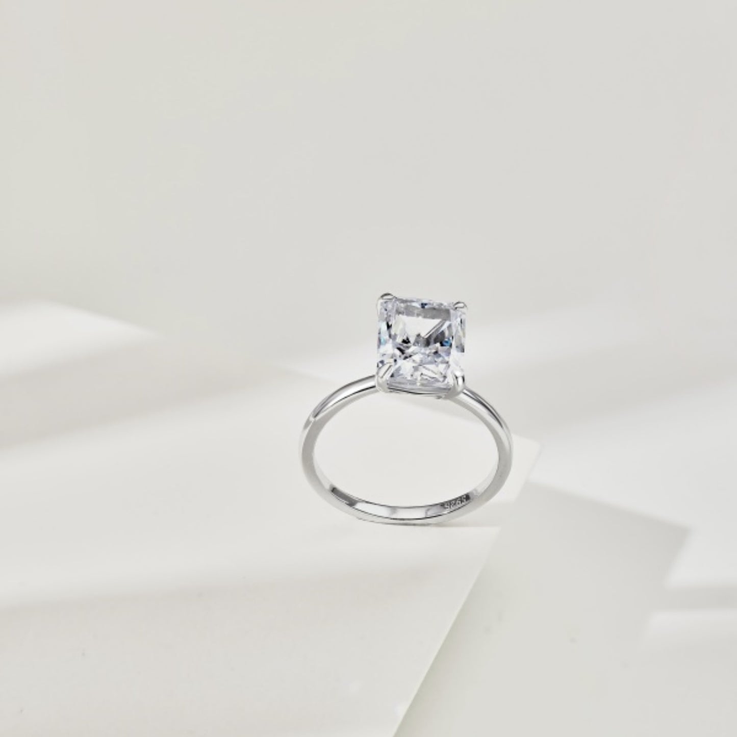 Flydeer Women's Square Engagement Ring DY120801-S-W-WH