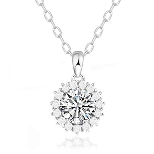 Flydeer Necklaces for Women 925 Sterling Silver Sunflower Halo Pendant Necklace 5A CZ Anniversary Jewelry Gifts for Women