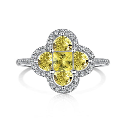 Flydeer  Four Leaf Clover Engagement Ring for Women DY120712-S-W-WH