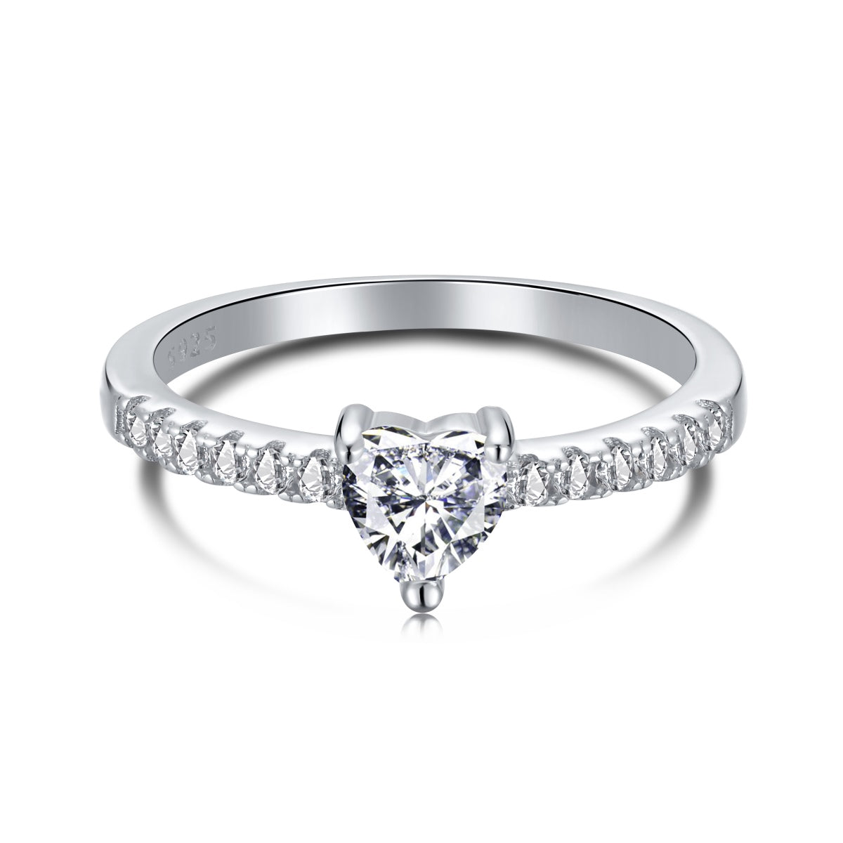 Flydeer Heart Engagement Wedding Anniversary Ring AY120239-S-W-WH