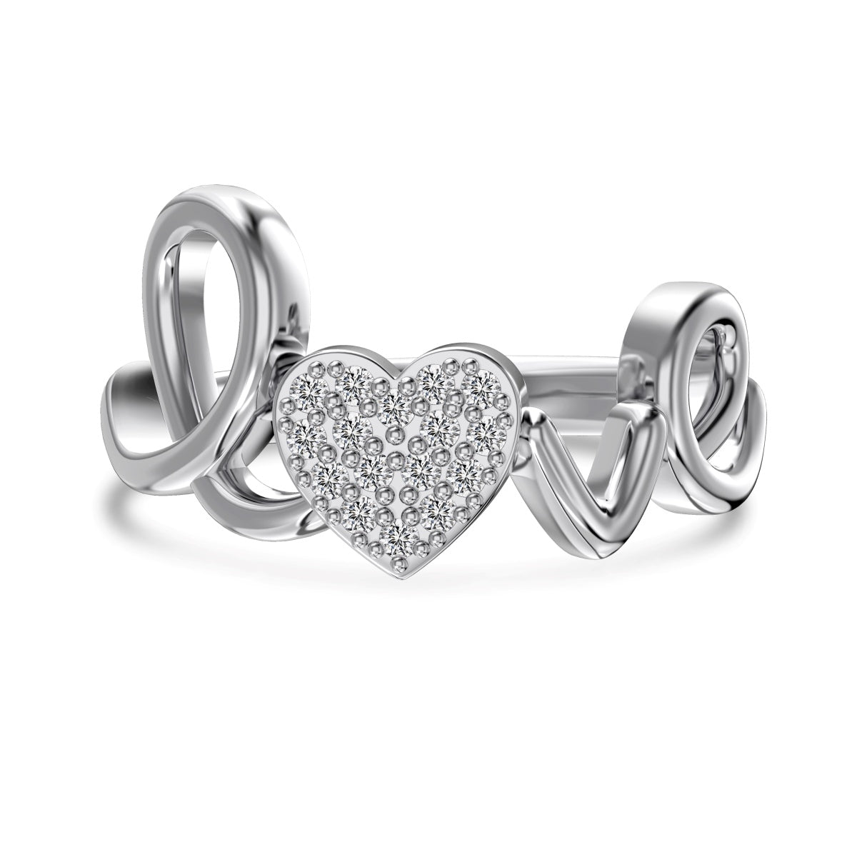 Flydeer Love Heart Shape Engagement Eternity Ring DY121141-S-W-WH