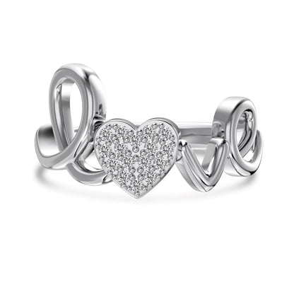 Flydeer Love Heart Shape Engagement Eternity Ring DY121141-S-W-WH