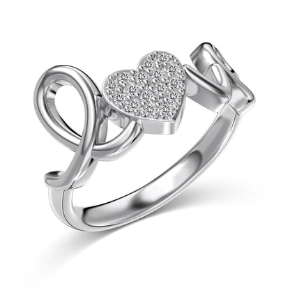 Flydeer Love Heart Shape Engagement Eternity Ring DY121141-S-W-WH