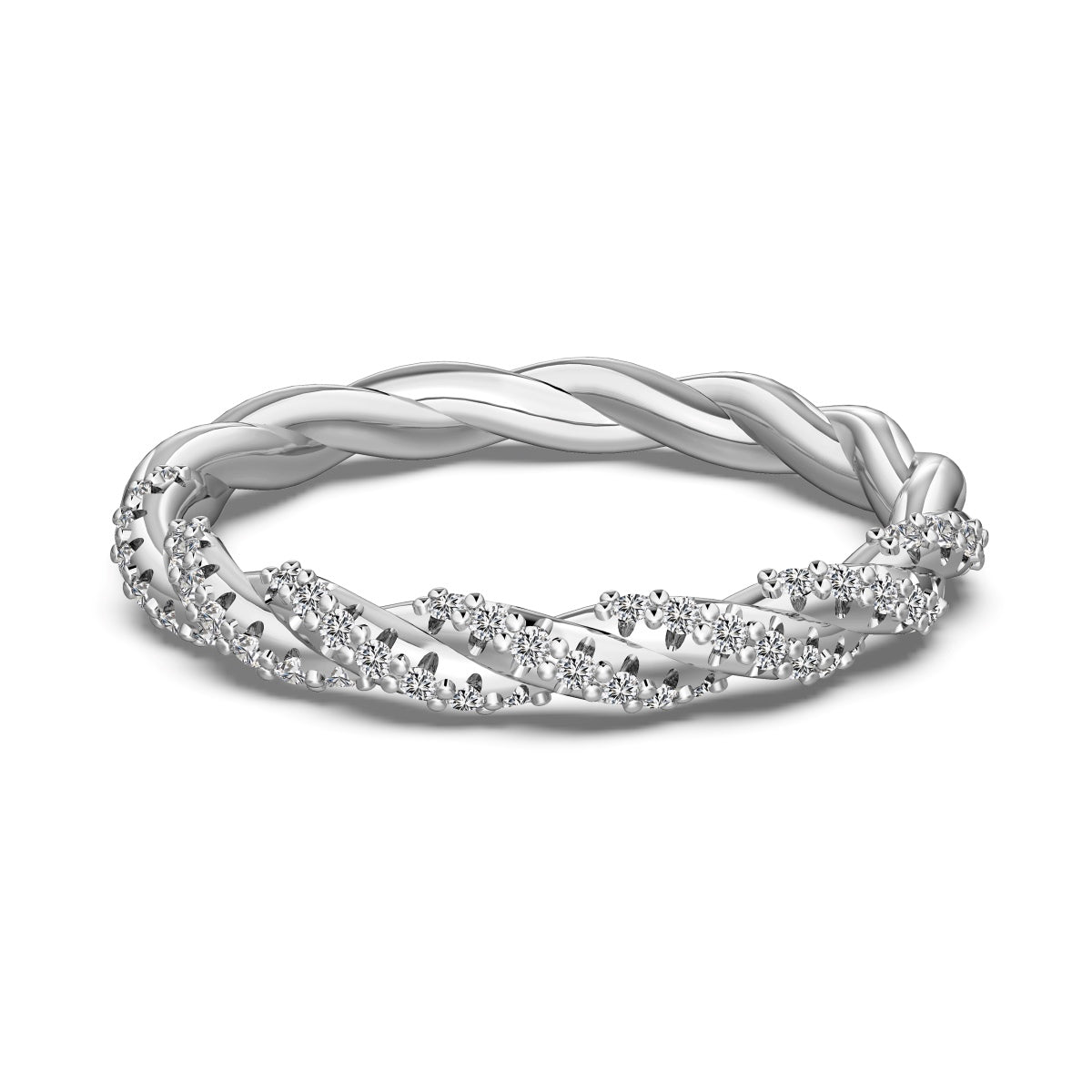 Flydeer Infinity Twisted Stackable Wedding Ring Eternity Band for Women DY121112-S-W-WH