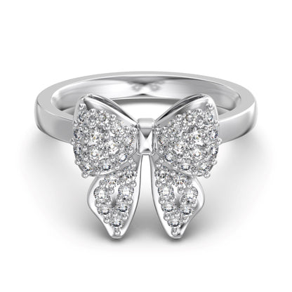 Flydeer Butterfly Bow Shape Daily Rings Eternity Ring DY121251-S-W-WH