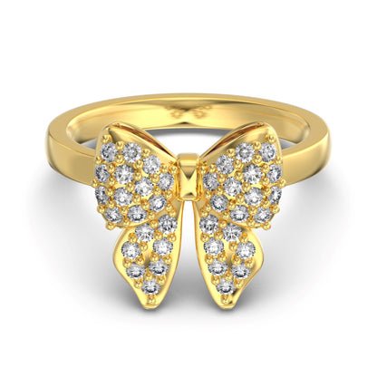 Flydeer Butterfly Bow Shape Daily Rings Eternity Ring DY121251-S-W-WH