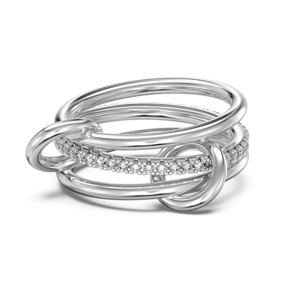 Flydeer Fashion Elegant Stackable Rings for Women 925 sterling silver with 5A Cubic Zirconia Interlocking 3-Band Stacked Ring Statement Multi Ring Stacking Jewelry for Her Size 6-9