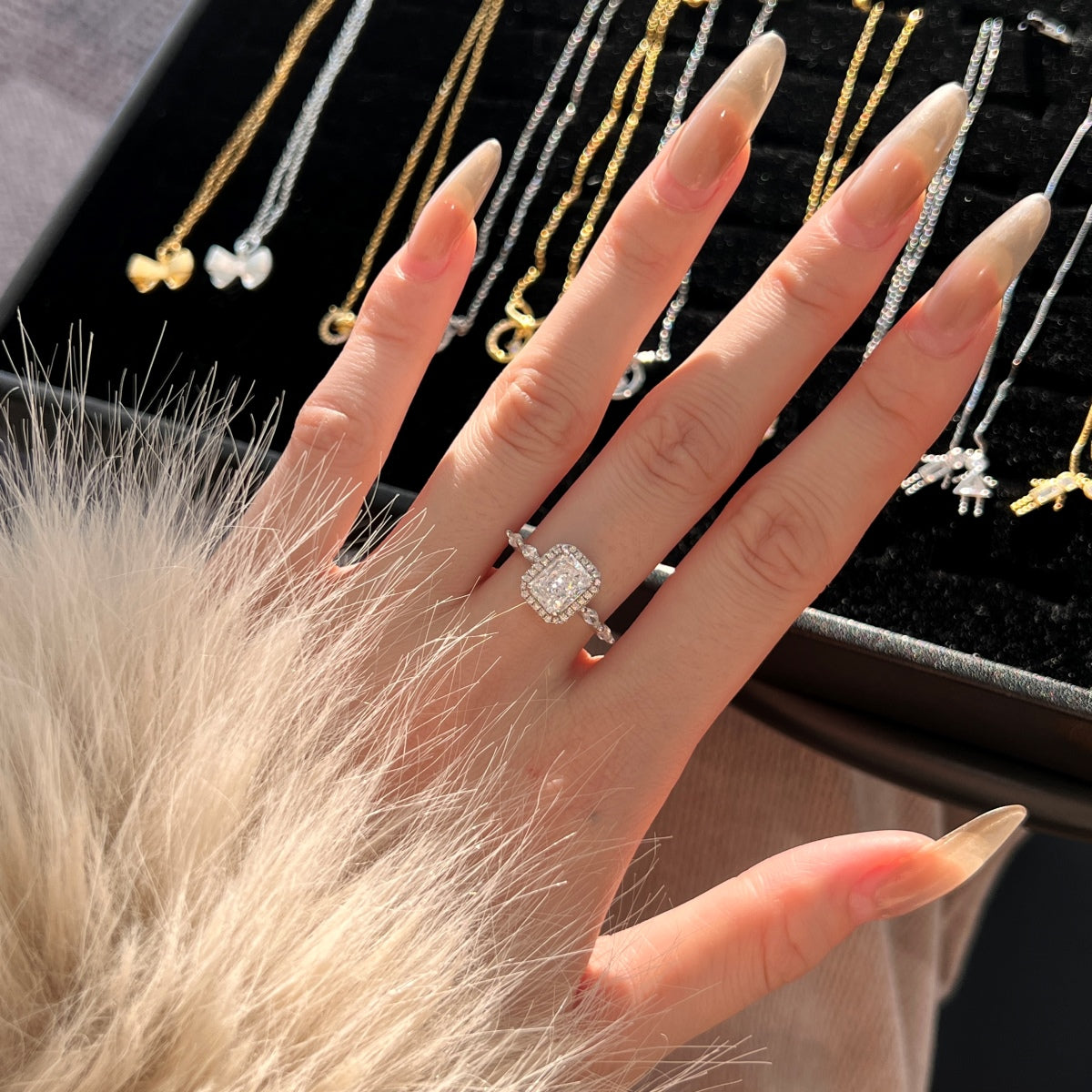 Flydeer 2ct Engagement Wedding Rings for Women 925 Sterling Silver Halo Radiant Cut Wedding Promise Rings for Her 8A CZ Size 5-9