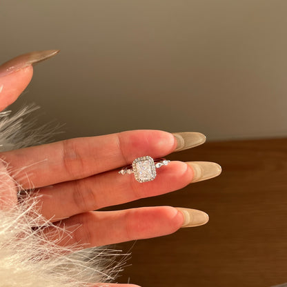 Flydeer 2ct Engagement Wedding Rings for Women 925 Sterling Silver Halo Radiant Cut Wedding Promise Rings for Her 8A CZ Size 5-9