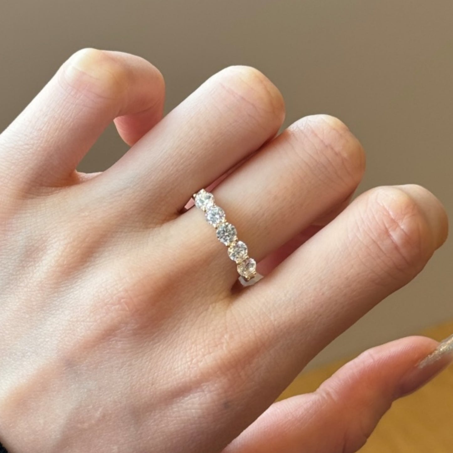 Flydeer Wedding Band Engagement Ring for Women Five Stone with Side Stones Round Cut 925 Sterling Silver 5A Cubic Zirconia Anniversary Ring for Her Size 5-9