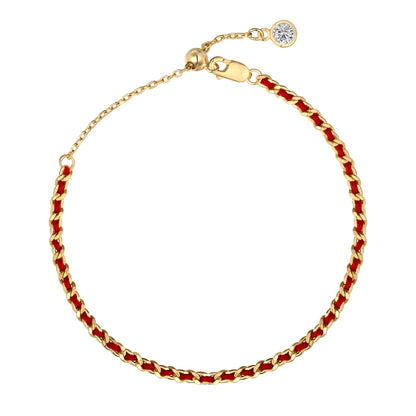 Flydeer Gold Bracelet for Women Lucky Bracelet for Women Handmade String Interwoven with Gold Chain Adjustable Length Simple Bracelet Fashion Accessory DY150397-S-G-WH