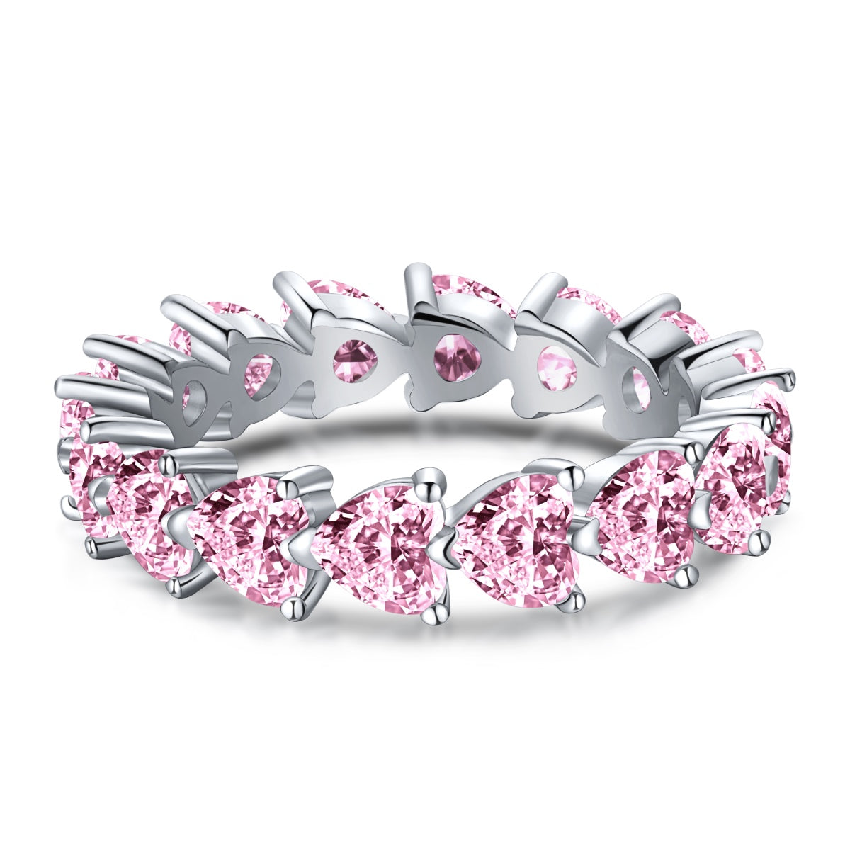 Flydeer Women's Heart Eternity Ring MM120008-S-W-WH