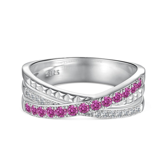 Flydeer Multi-Layer Crossover Geometric Openwork Eternity Ring DY120900-S-W-WH