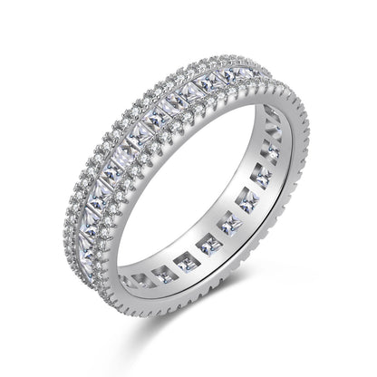 Flydeer Full Zirconia Wedding Band Eternity Ring DY120652-S-W-WH