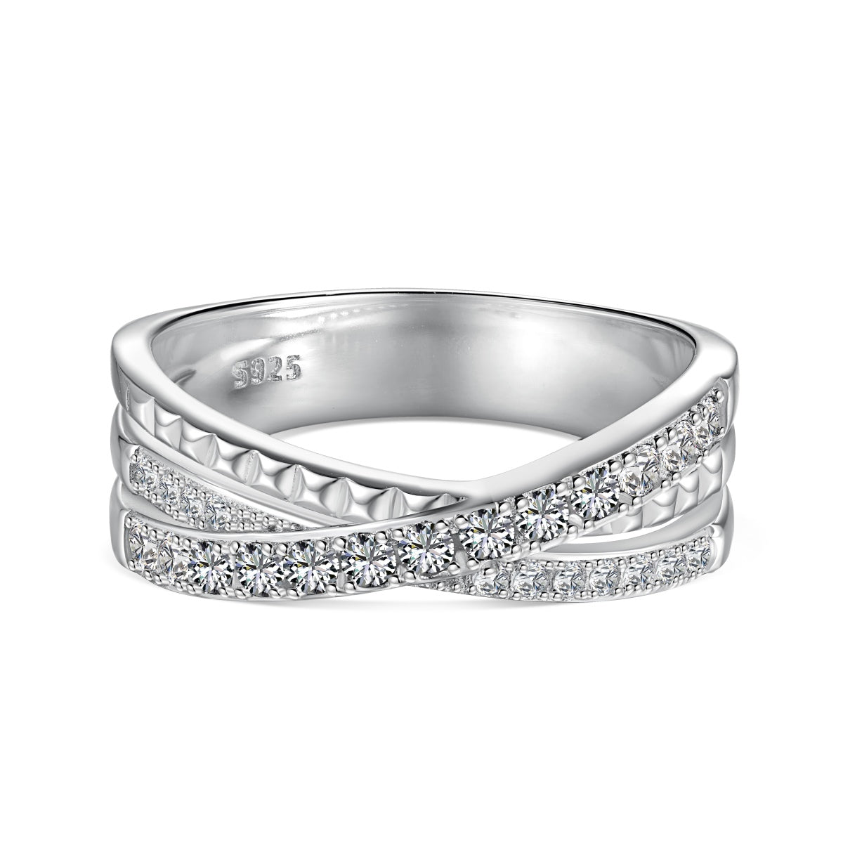 Flydeer Multi-Layer Crossover Geometric Openwork Eternity Ring DY120900-S-W-WH