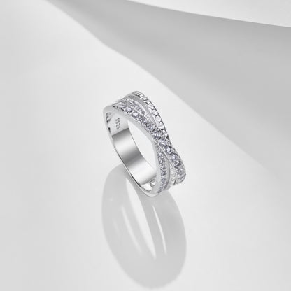 Flydeer Multi-Layer Crossover Geometric Openwork Eternity Ring DY120900-S-W-WH