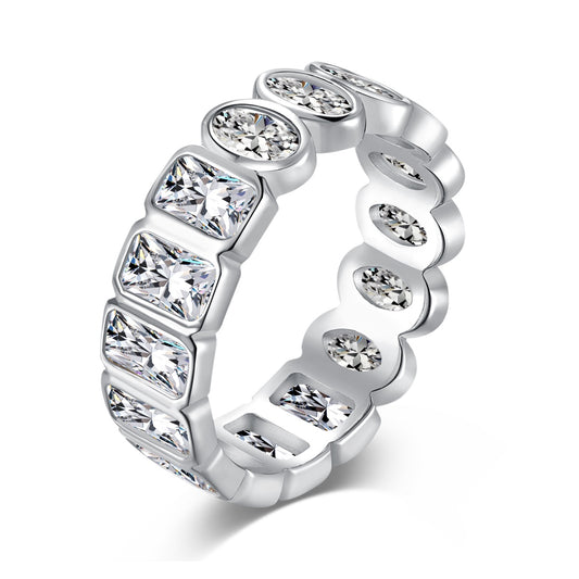 Flydeer Wedding Band for Women 925 Silver Eternity Band Ring DY120773-S-W-WH