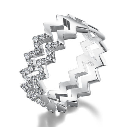 Flydeer Wedding Band for Women 925 Silver Eternity Band Ring